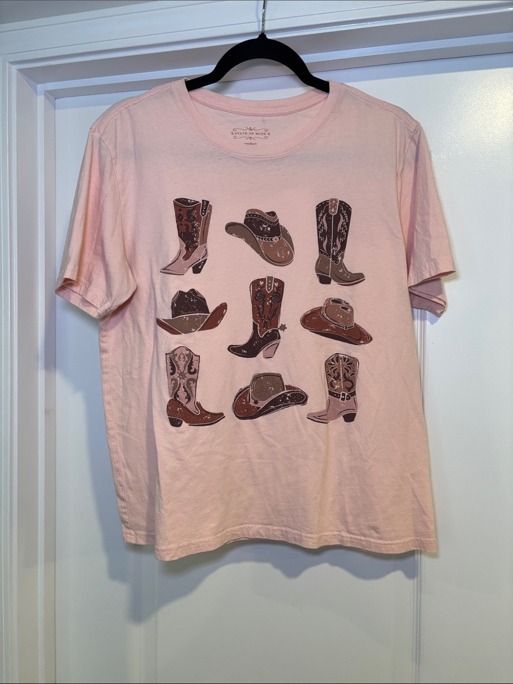 State of Mind Light Pink Western Boots & Hats Graphic Tee